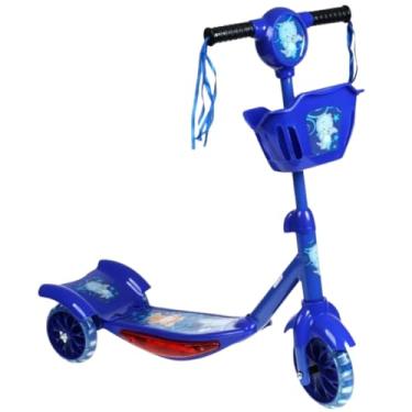 Imagem de Patinete Infantil 3 Rodas, Azul com Luz LED e Som, Decorado com Personagem