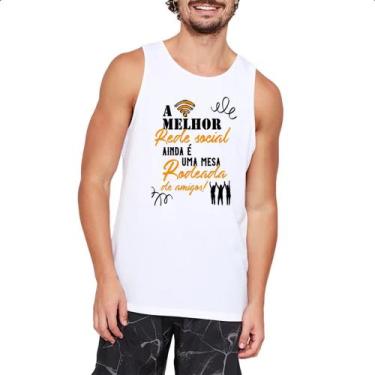 Imagem de Camiseta Regata A melhor rede social ainda e uma mesa rodeada de amigo