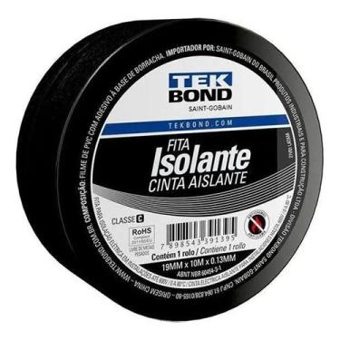 Imagem de Fita Isolante Tekbond 19 mm x 10 m  1 Rolo De 0C a 80C até 600V Uso Pr