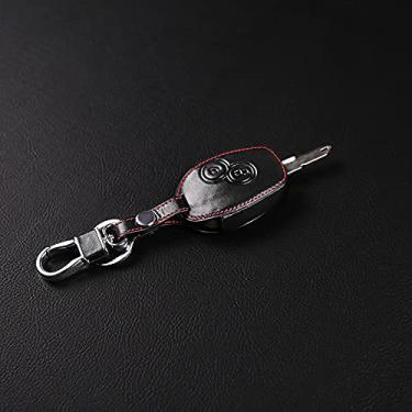 Imagem de CSHU Porta-chaves de couro Porta-chaves do carro Capa Porta-chaves Anel Bolsa para chaves, adequado para Renault Clio Scenic Megane Duster Sandero Koleos Captur Twingo, A Style preto