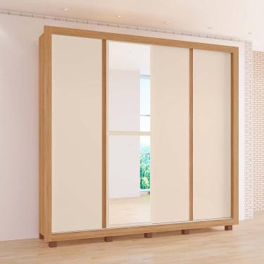 Imagem de Guarda-Roupas Lisboa 100% MDF Tuboarte 2 Portas de Correr 4 Gavetas c/ Kit de Espelhos e Pés