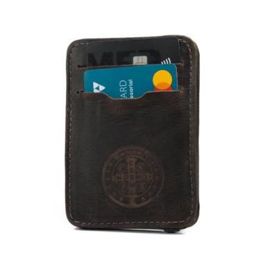 Imagem de Carteira Masculina Mágica Tripla Em Couro Estampa São Bento Envio Imed