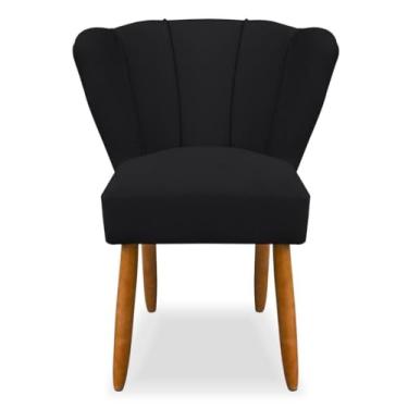 Imagem de Cadeira Pétala Confortável para Sala ou Quarto – Veludo Macio com Pés Palito Madeira(preto)