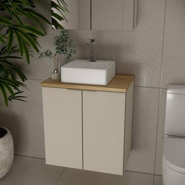 Imagem de Gabinete de Banheiro 60cm Gab4008 Marrom Panna / Carvalho