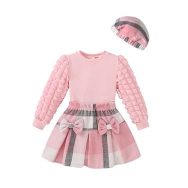 Imagem de Conjunto de minissaia xadrez para meninas, roupas para meninas, roupas infantis para meninas de 18 a 8 anos, Xadrez rosa, 5-6 Anos