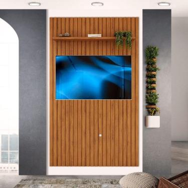 Imagem de Painel Para Sala Ripado 1 Prateleira Para Tv Até 60 Polegadas Freijó Elinor Shop Jm