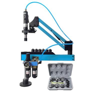 Imagem de PreAsion Máquina de rosquear pneumática M3-M12 universal 360° 400 rpm por minuto para oficinas de fábrica, marcenaria, fabricação de moldes
