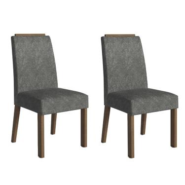 Imagem de Kit 2 Cadeiras de Jantar 4255 com Espaldar Rustic/Silver Madesa