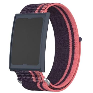 Imagem de XINGMALY Pulseira de nylon compatível com Amazfit Helio Fitness Tracker, alça ajustável respirável para braço/tornozelo com liberação rápida e fecho seguro de (rosa preta)