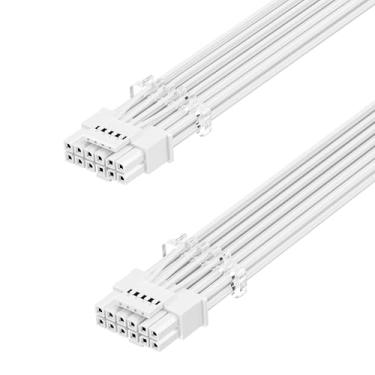 Imagem de Fasgear Cabo De Alimentação Gpu 16 Pinos - 70 Cm Pci-E 5.0 12Vhpwr 600W 12+4 Macho Para 12V-2X6 Fonte Com Capa Rtx 3090Ti 4070 Ti 4080 4090 5090 5080 5070 5070Ti Atx 3.0 Modular (Branco)
