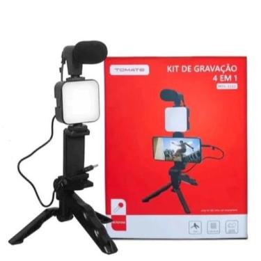 Imagem de Kit Gravação 4 Em 1 Microfone Led Suporte Celular MTG2222 - Tomate