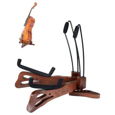 Imagem de Musbeat Suporte de violoncelo de borboleta, suporte de violoncelo com suporte de arco para exibição doméstica, suporte de música de madeira feito à mão com espuma acolchoada, suporte de instrumento de