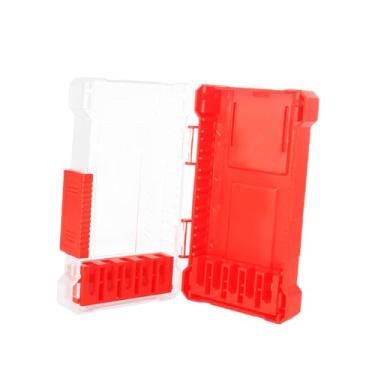 Imagem de IEUDNS Caixa de armazenamento de brocas com divisória removível, à prova d'água, transparente, organizador de peças pequenas para carro, caminhão, casa e, Red M