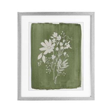 Imagem de Stupell Industries Flores silvestres em verde-oliva cinza impressão emoldurada sob vidro, design por Stephanie Ryan, 21 x 17