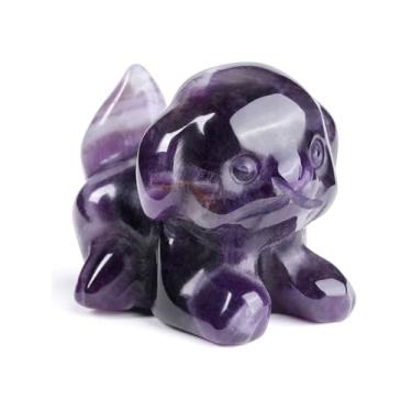 Imagem de PESOENTH Enfeite de cachorro fofo para amantes de cães, presentes para mulheres, aniversário, ametista roxa com pedra preciosa de cristal, estatueta de cachorro, decoração de quarto de casa, 3,8 cm