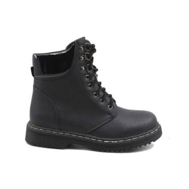 Imagem de Botas de tornozelo Combat Black Leather Eco Women - Lightbek Official 