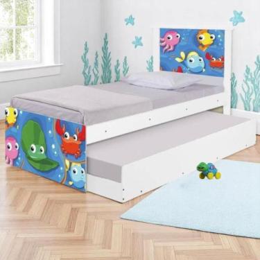 Imagem de Bi Cama Juvenil Zap com Cabeceira Fundo do Mar Peixinhos - Mais de Cas