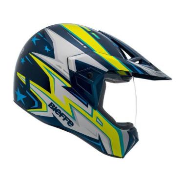 Imagem de Capacete Moto Bieffe 3 Sport Azv50 Jean Azevedo, Azul com Amarelo, 60