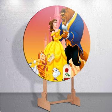 Imagem de Decoração infantil festa com painel redondo capa Fera princesa Bela ta