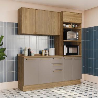 Imagem de Cozinha Compacta 3 Peças com Tampo e Torre Quente Botanic Nogueira/Cinza
