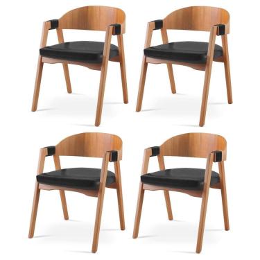 Imagem de Kit 4 Cadeiras para Sala de Jantar Luna Preto/Mel