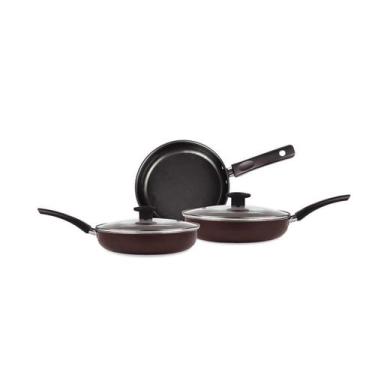 Imagem de Conjunto Frigideiras 3 Peças Antiaderentes com Tampa. - ARS ALUMÍNIOS,