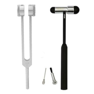 Imagem de Martelo Buck Para Reflexo Neuro MD Preto Fosco + Diapasão Médico Com Fixador 128hz Em Alumínio Prata - Bic