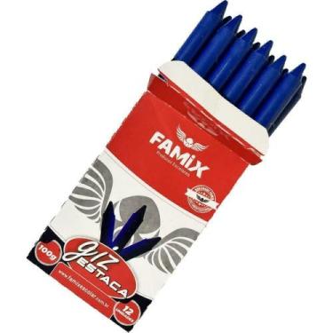 Imagem de Giz de Cera Lápis Estaca Azul 100g 12 unid - Famix