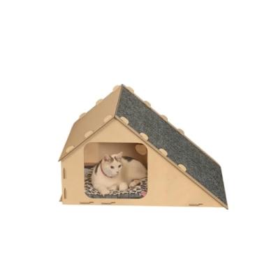 Imagem de Casinha Toca para Gatos com Arranhador - Cama para Gato com Arranhador Integrado