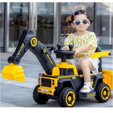 Imagem de Retroescavadeira Elétrica Infantil 6V Pá Móvel Som Buzina Carrinho Alç