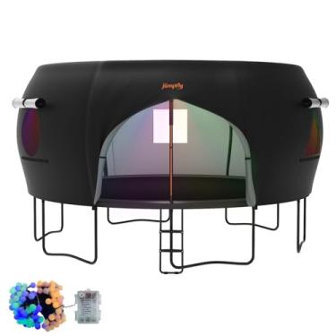 Imagem de jumpfly Barraca de trampolim de 3,5 m para crianças (somente tenda), adequada para 6 postes curvos de trampolim redondo, cobertura de sombra de trampolien com luz LED, acessórios de trampolien ao ar