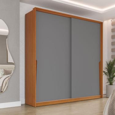 Imagem de Guarda Roupa Roupeiro 2 Portas de Correr 2 Gavetas Porto Freijó Cinza Politorno Móveis