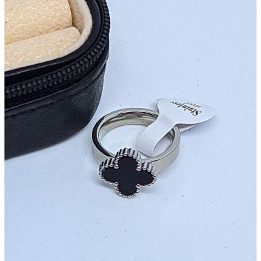 Imagem de Anel aliança Aço Inoxidável Trevo quatro folhas Preto Branco Vermelho Verde Inox Prateado Luxo Inspiração Blogueira