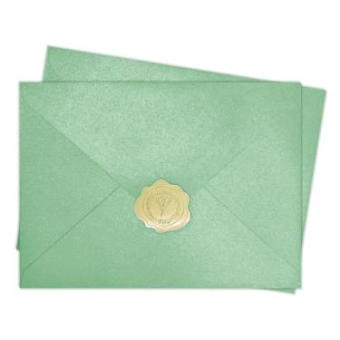 Imagem de YINUOYOUJIA 50 envelopes verdes brilhantes A18,5 x 7 envelopes brilhantes para convite, perfeito para cartões de convite de casamento, convite de aniversário RSVP, 13,3 x 18,4 cm
