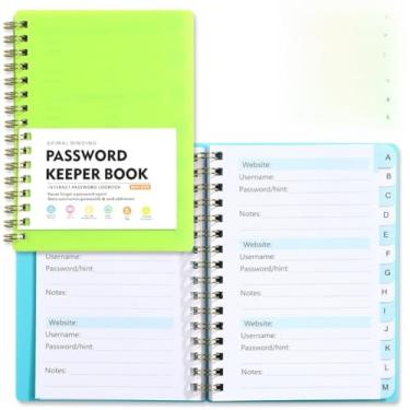 Imagem de Caderno para guardar senhas, bobina, caderno, diário, A6, tamanho mini, espiral, para guardar senhas, internet (verde claro)