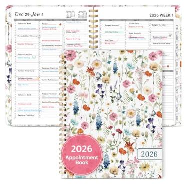 Imagem de Agenda de agendamentos 2026, agenda trimestral, semanal e mensal (janeiro de 2026 a dezembro de 2026), agenda de 21,5 x 28 cm com capa e abas flexíveis, perfeita para material escolar de escritório