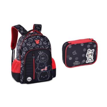 Imagem de Kit Mochila Costas Tsum Tsum Preto vermelho Estjo Box 2026 Preto Tsum 