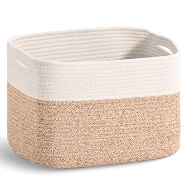 Imagem de ICERZCZ Cesta de armazenamento de corda de algodão para organização, cestas decorativas fofas para presentes vazias, caixas organizadoras para brinquedos de cachorro, lavanderia de bebê, 38 x 29 cm