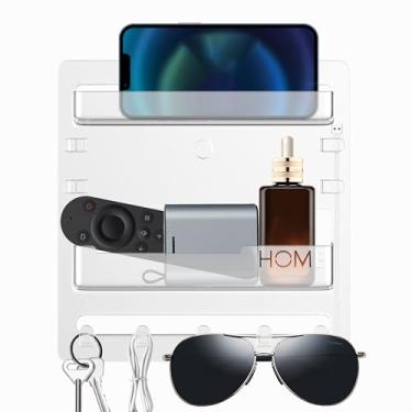 Imagem de Suporte de parede para prateleira de cabeceira, acessórios de prateleiras adesivas flutuantes, organizador de prateleira de parede e armazenamento para quarto, campista, dormitório, telefone de