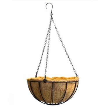 Imagem de Vaso De Pendurar 40cm Pendente Ferro Fibra Coco - Vaso Suspenso para Plantas Grandes, Samambaias e Jardim Vertical, Ideal para Varanda, Sala e Decoração de Ambientes