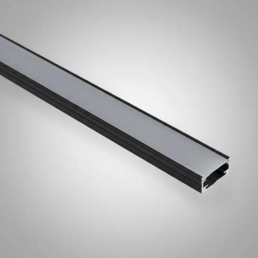 Imagem de Kit Perfil Slim 17Mm Alumínio Para Fita Led 2 - Perfil Preto