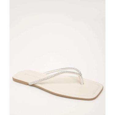 Imagem de Rasteirinha Feminina Strass-82082 - NARA MARTINS, Off white, 37
