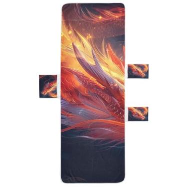 Imagem de STAYTOP Linda capa de toalha de espreguiçadeira de dragão de fogo, capa de espreguiçadeira macia, capas de cadeira de praia com bolsos para jardim ao ar livre, pátio, pátio, banhos de sol, gramado