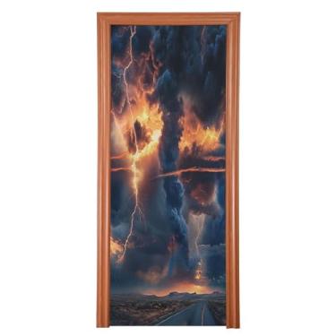 Imagem de CEBUGI 89 x 200 cm A capa de porta frontal de tornado removível lavável faixa de porta para decoração de casa de festas de fim de ano