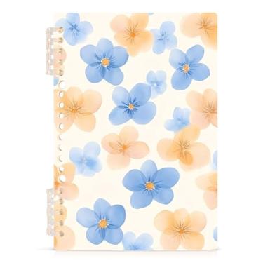Imagem de Burbuja Caderno de flores em aquarela, papel pautado universitário A5 com 60 folhas, fichário para escritório, 1 pacote
