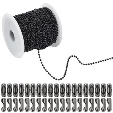 Imagem de SOFPLATE Corrente esférica de 20 m com contas de 2,4 mm com 40 conectores de latão, acessórios de corrente de elos de contas redondas de ferro para colar com etiqueta de cachorro, chaveiro, joias