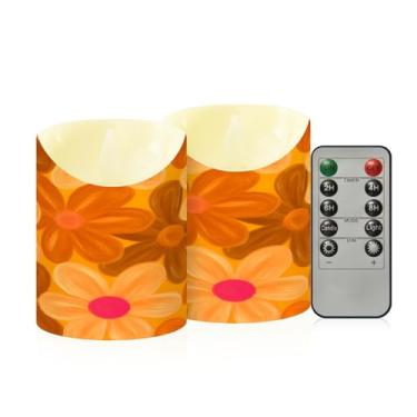 Imagem de Wassud Velas de flores kawaii sem chama com controle remoto, velas realistas cintilantes com temporizador, velas decorativas para Natal, casamento, festa, decoração de casa pequenas
