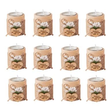 Imagem de ULTWAT Decorações de casamento castiçais de madeira Tealight 6/12 peças lembrancinhas de festa de casamento a granel para convidados mesa de cilindro de madeira centro de mesa chá de panela chá de