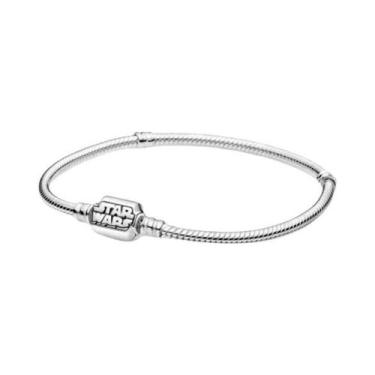 Imagem de Pulseira Feminina De Prata Esterlina 925 17-20CM Com Charms De Coração