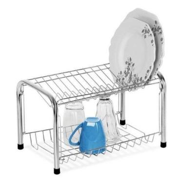 Imagem de Escorredor de Louças 13 Pratos Duplo Aço Inox Cromado